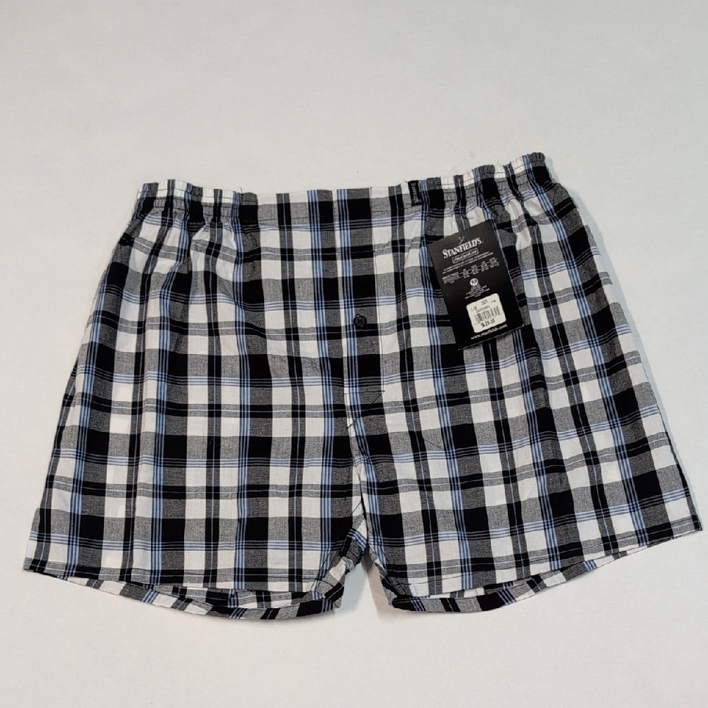 Stanfield's Black and White Plaid Boxers Size L